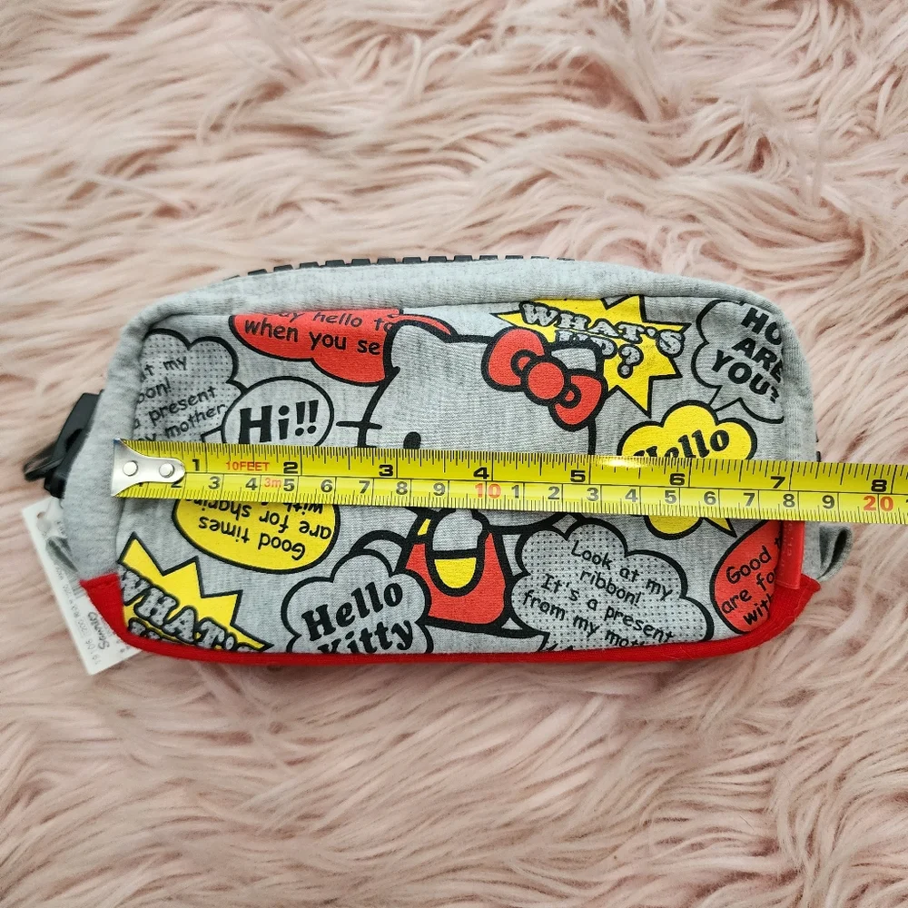 Hello Kitty Japan Pencil Case Gray Fabric Oversized Zipper